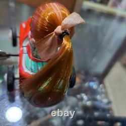 Vintage tin racing car japan kanto toys boy and girl working