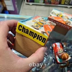 Vintage tin racing car japan kanto toys boy and girl working