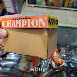 Vintage tin racing car japan kanto toys boy and girl working