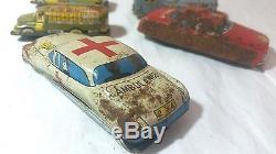 Vintage tin toys cars Fire Dpt Ambulance Crane Coal Lot