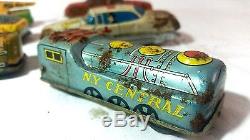 Vintage tin toys cars Fire Dpt Ambulance Crane Coal Lot