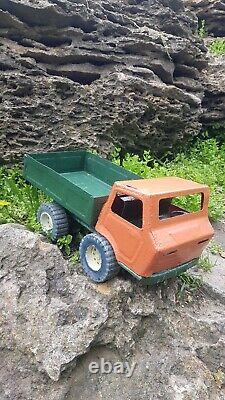 Vintage toy truck, large metal MAZ. Soviet-made car for children in the USSR