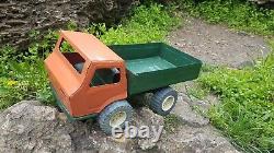 Vintage toy truck, large metal MAZ. Soviet-made car for children in the USSR