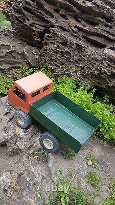 Vintage toy truck, large metal MAZ. Soviet-made car for children in the USSR