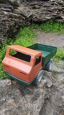 Vintage toy truck, large metal MAZ. Soviet-made car for children in the USSR