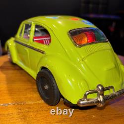 Volkswagen Beetle Bandai Japan Car Green Battery Op Vintage Toy Working 9.5