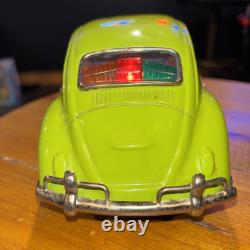 Volkswagen Beetle Bandai Japan Car Green Battery Op Vintage Toy Working 9.5