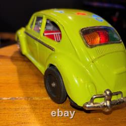 Volkswagen Beetle Bandai Japan Car Green Battery Op Vintage Toy Working 9.5