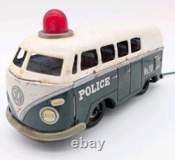Volkswagen Police Van Japan Tin Toy Metal Friction Car Japanese Light? Vintage