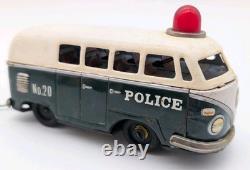 Volkswagen Police Van Japan Tin Toy Metal Friction Car Japanese Light? Vintage