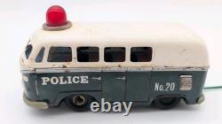 Volkswagen Police Van Japan Tin Toy Metal Friction Car Japanese Light? Vintage