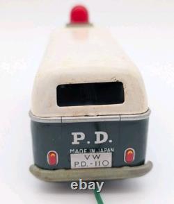 Volkswagen Police Van Japan Tin Toy Metal Friction Car Japanese Light? Vintage