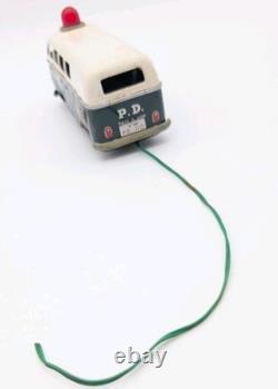 Volkswagen Police Van Japan Tin Toy Metal Friction Car Japanese Light? Vintage