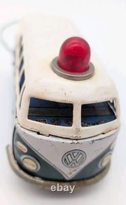 Volkswagen Police Van Japan Tin Toy Metal Friction Car Japanese Light? Vintage