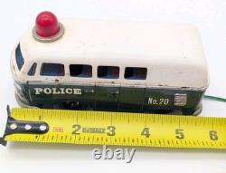 Volkswagen Police Van Japan Tin Toy Metal Friction Car Japanese Light? Vintage