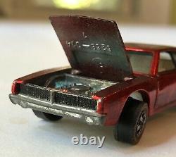 Vtg 1.64 Mattel Hot Wheelscustom Red Dodge Charger 1968 Redlinediecast Toy Car