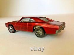 Vtg 1.64 Mattel Hot Wheelscustom Red Dodge Charger 1968 Redlinediecast Toy Car