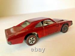 Vtg 1.64 Mattel Hot Wheelscustom Red Dodge Charger 1968 Redlinediecast Toy Car