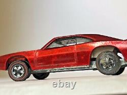 Vtg 1.64 Mattel Hot Wheelscustom Red Dodge Charger 1968 Redlinediecast Toy Car