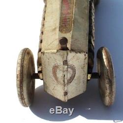 Vtg 1930's Buffalo Toy Company Marx Silver Dash Winder Race Car Racer Tin Toy