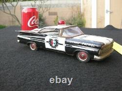 Vtg 1959 Chevrolet Impala Highway Patrol Police Car 2 Dr Rare Tin Toy Asc Japan