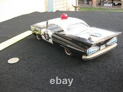 Vtg 1959 Chevrolet Impala Highway Patrol Police Car 2 Dr Rare Tin Toy Asc Japan