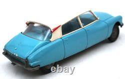 Vtg 1960s JEP France 8.5 Citroen DS19 Blue White Friction Toy Model 1/24 Tin++