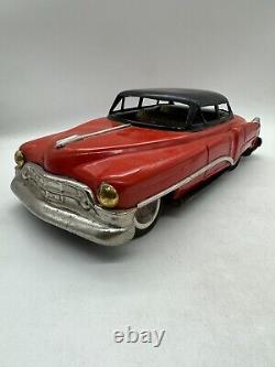 Vtg 60s 13.5 Red Sedan Tin Metal Model Toy Car