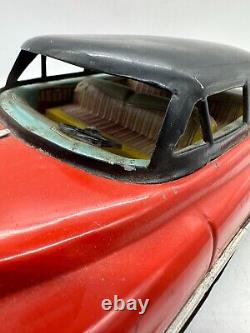 Vtg 60s 13.5 Red Sedan Tin Metal Model Toy Car