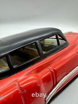 Vtg 60s 13.5 Red Sedan Tin Metal Model Toy Car