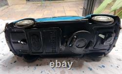 Vtg Bandai Battery Op Tin To Blue Volkswagen Man Drive Light Up Engine Works Gre