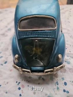 Vtg Bandai Battery Op Tin To Blue Volkswagen Man Drive Light Up Engine Works Gre
