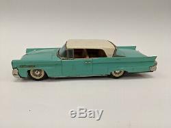 Vtg Bandai Japan 11.5 Turquoise Lincoln Continental Tin Friction Drive Toy Car