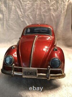 Vtg Bandai Vw Volkswagen Sedan Car Kingsize Tin Rare Friction Toy Japan (red)