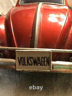 Vtg Bandai Vw Volkswagen Sedan Car Kingsize Tin Rare Friction Toy Japan (red)