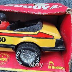 Vtg Buddy L Convertible Turbo Foxbody Mustang With Figure Pressed Steel Toy Car