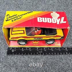 Vtg Buddy L Convertible Turbo Foxbody Mustang With Figure Pressed Steel Toy Car