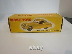 Vtg Dinky Toys Diecast Yellow Jaguar Xk120 Coupe No. 157 With Original Box