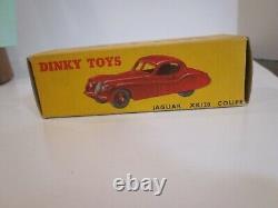 Vtg Dinky Toys Diecast Yellow Jaguar Xk120 Coupe No. 157 With Original Box