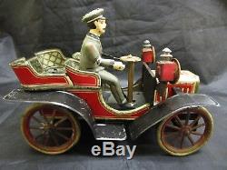 Vtg Early 1900s Tin Litho Wind Up Toy Carette Automobile Car Vehicle #50 RARE
