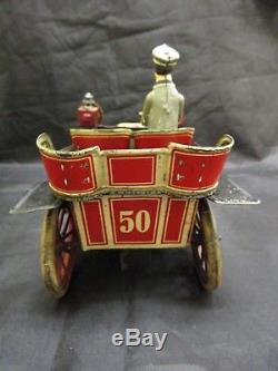 Vtg Early 1900s Tin Litho Wind Up Toy Carette Automobile Car Vehicle #50 RARE