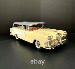 Vtg Ford Edsel Station Wagon 2 Door Tin Friction Toy Car 1950s Made in Japan