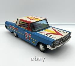 Vtg Japan Friction 1963 Ford Galaxie Speed King Race Car / Mitake Toys Tin Litho