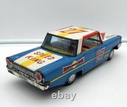 Vtg Japan Friction 1963 Ford Galaxie Speed King Race Car / Mitake Toys Tin Litho