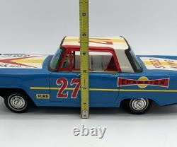 Vtg Japan Friction 1963 Ford Galaxie Speed King Race Car / Mitake Toys Tin Litho
