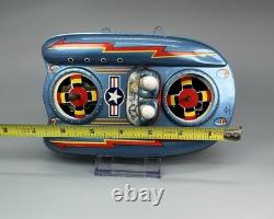 Vtg Japan Tin Friction Air Force Flying Jeep Hovercraft / DAIYA Terai Toys Co