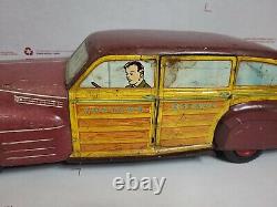Vtg Large 1940s Pressed Steel Wyandotte Woody Wagon Toytown Estate Car Tin Car