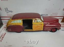 Vtg Large 1940s Pressed Steel Wyandotte Woody Wagon Toytown Estate Car Tin Car