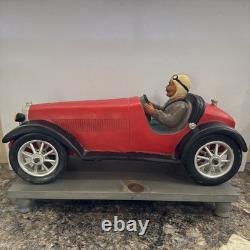 Vtg Large Fiberglass-Plastic-Resin Bugatti Speedway Roadster Car WithDriver 23in L