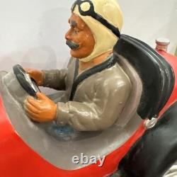 Vtg Large Fiberglass-Plastic-Resin Bugatti Speedway Roadster Car WithDriver 23in L